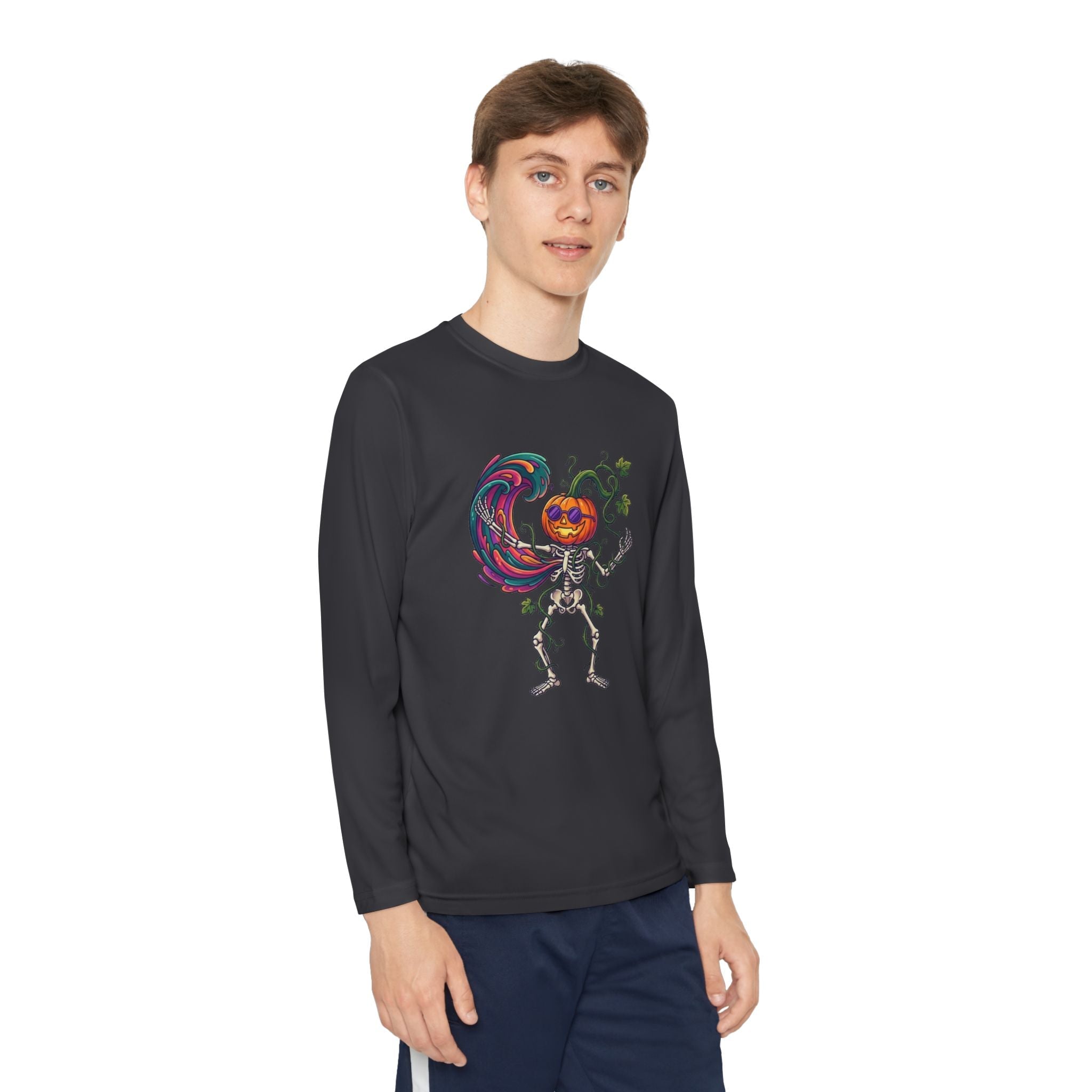 Youth Halloween Pumpkin Skeleton Long Sleeve Tee - Christophers InspirationEmber Spirit Apparel