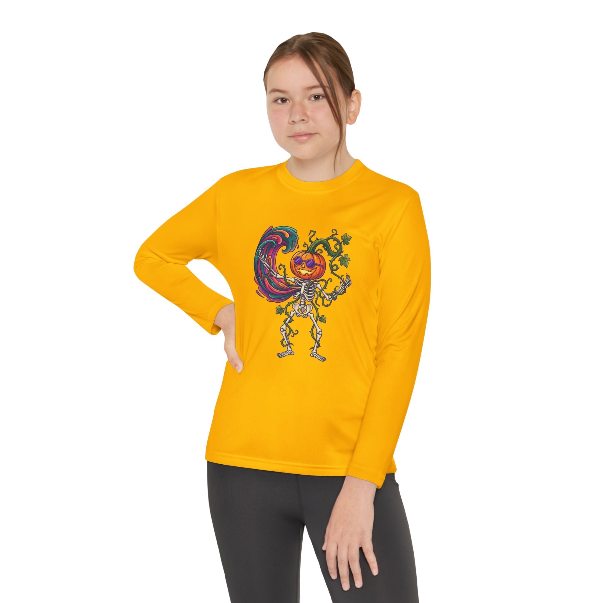 Youth Halloween Pumpkin Skeleton Long Sleeve Tee - Christophers InspirationEmber Spirit Apparel
