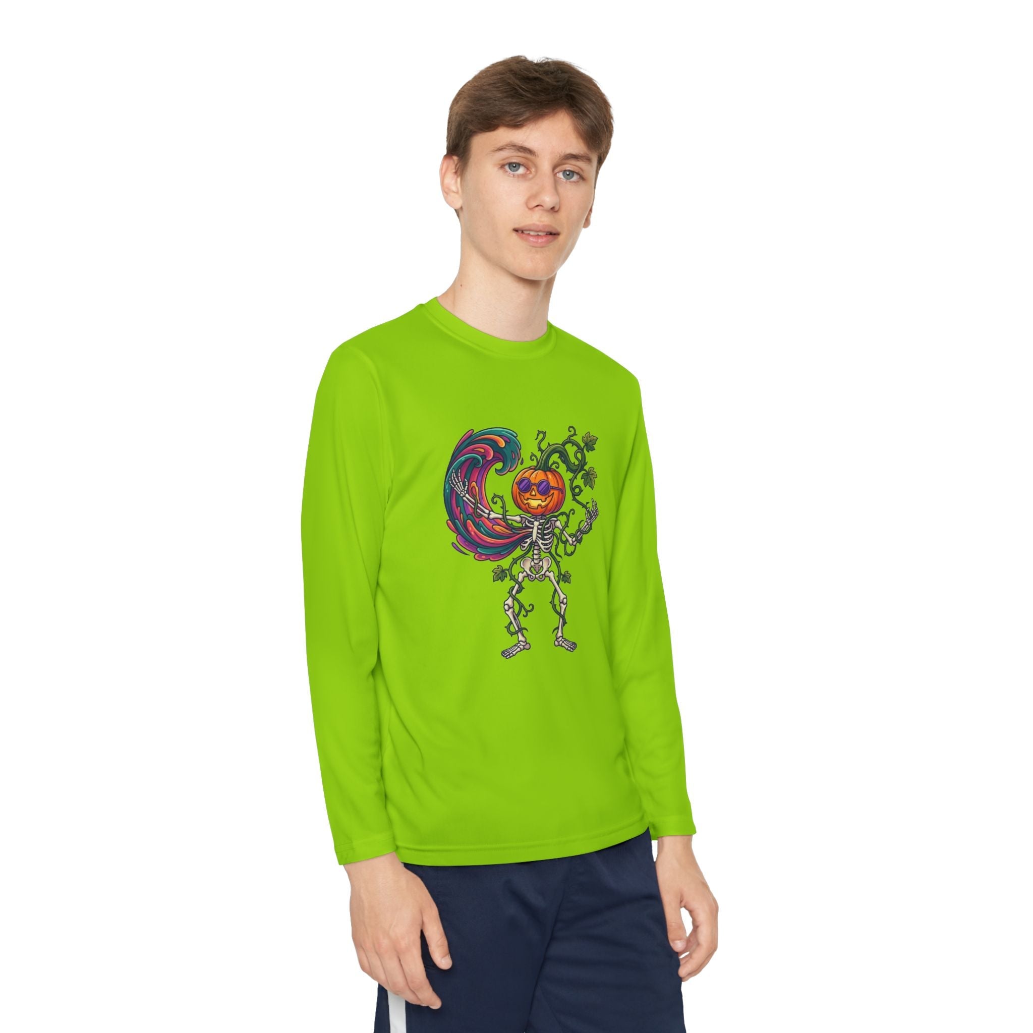 Youth Halloween Pumpkin Skeleton Long Sleeve Tee - Christophers InspirationEmber Spirit Apparel