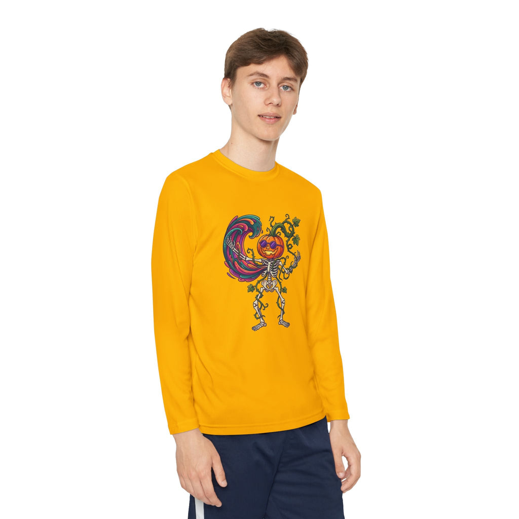 Youth Halloween Pumpkin Skeleton Long Sleeve Tee - Christophers InspirationEmber Spirit Apparel
