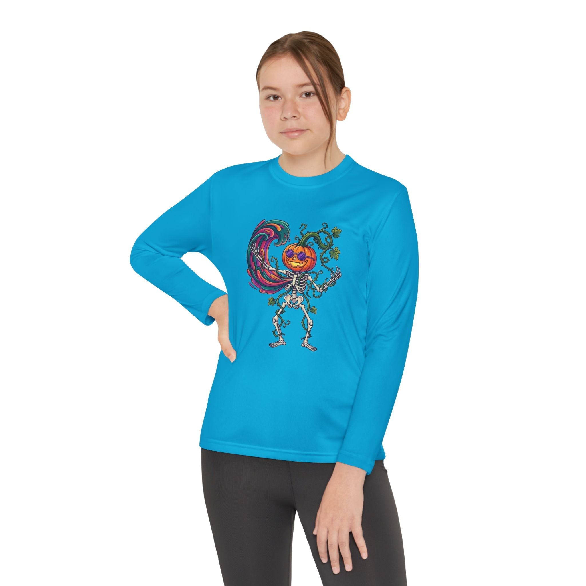 Youth Halloween Pumpkin Skeleton Long Sleeve Tee - Christophers InspirationEmber Spirit Apparel