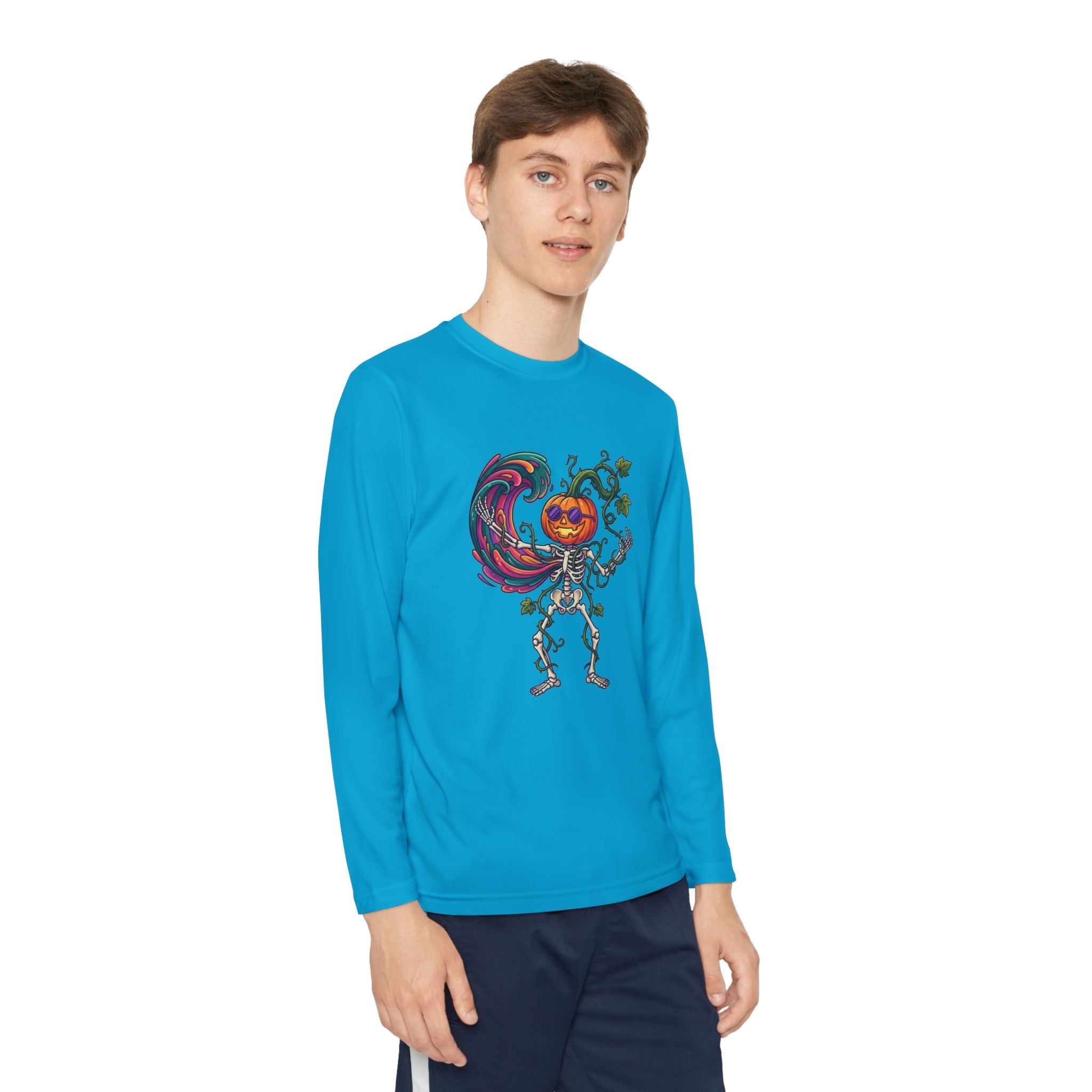 Youth Halloween Pumpkin Skeleton Long Sleeve Tee - Christophers InspirationEmber Spirit Apparel