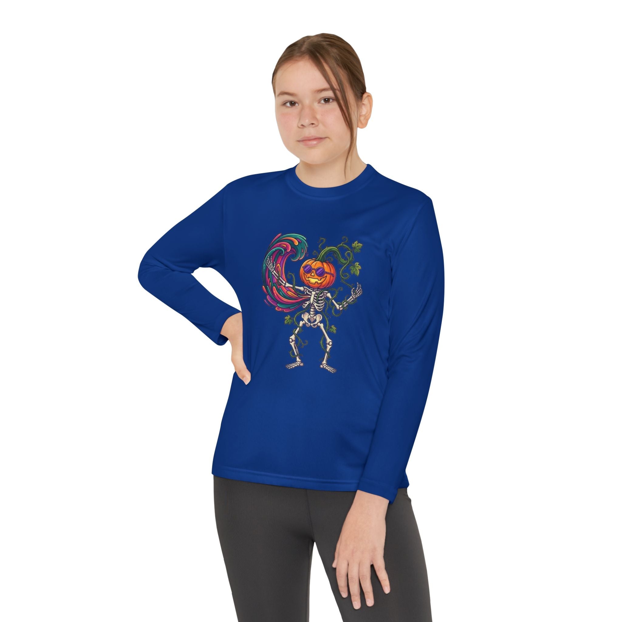Youth Halloween Pumpkin Skeleton Long Sleeve Tee - Christophers InspirationEmber Spirit Apparel