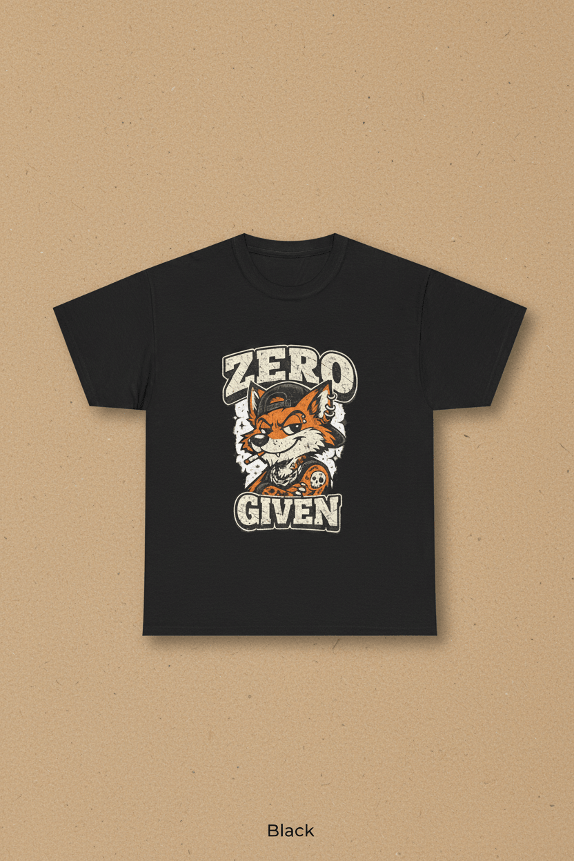 Zero Given Fox T-Shirt — Funny Retro Fox Graphic TeeEmber Spirit Apparel