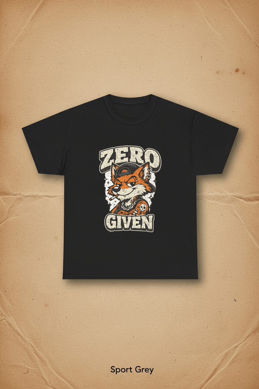 Zero Given Fox T-Shirt — Funny Retro Fox Graphic TeeEmber Spirit Apparel
