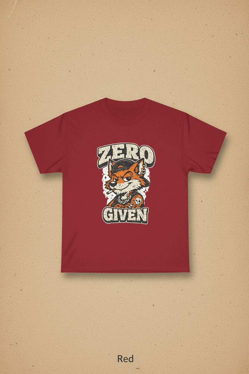 Zero Given Fox T-Shirt — Funny Retro Fox Graphic TeeEmber Spirit Apparel