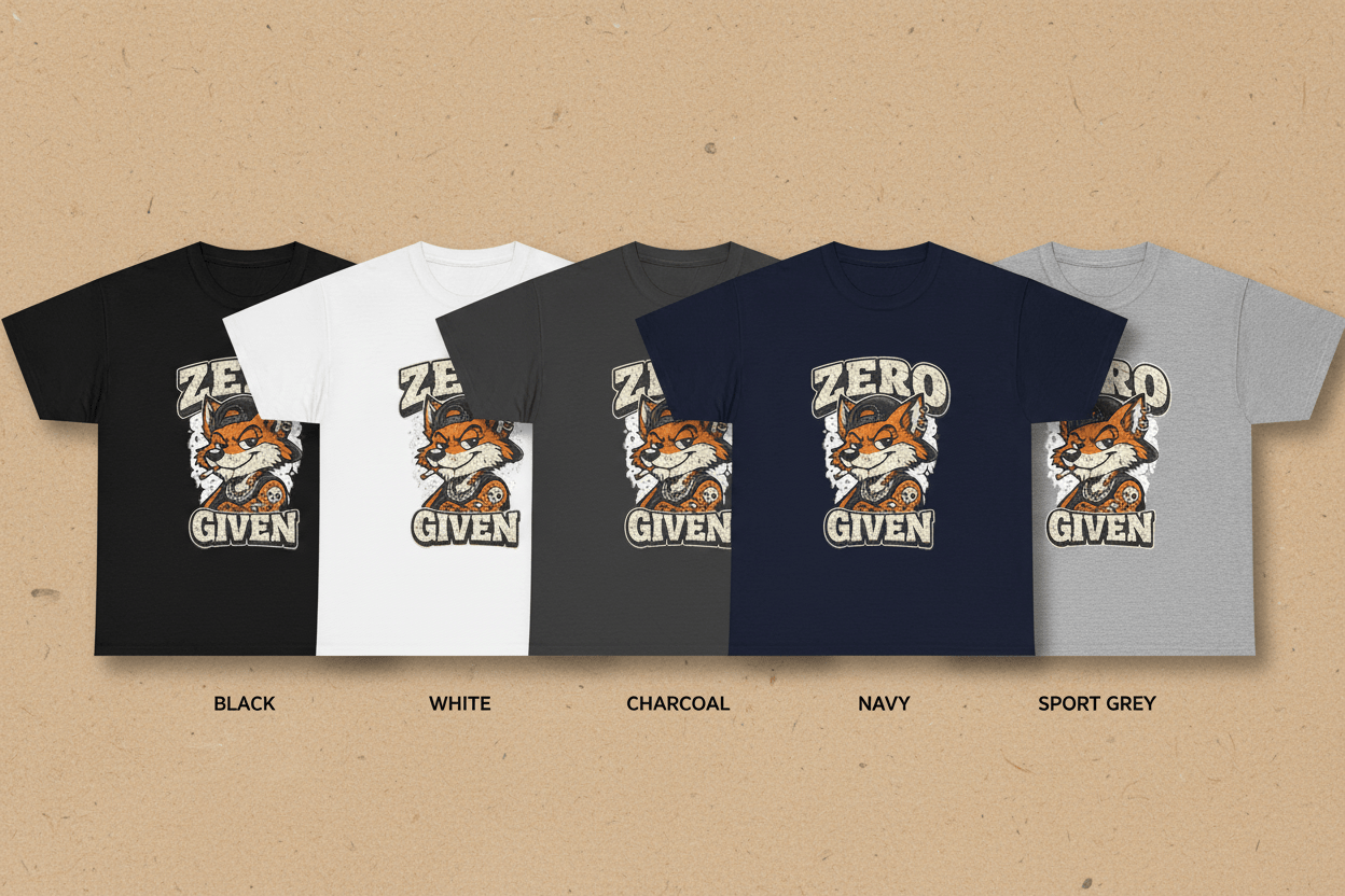 Zero Given Fox T-Shirt — Funny Retro Fox Graphic TeeEmber Spirit Apparel