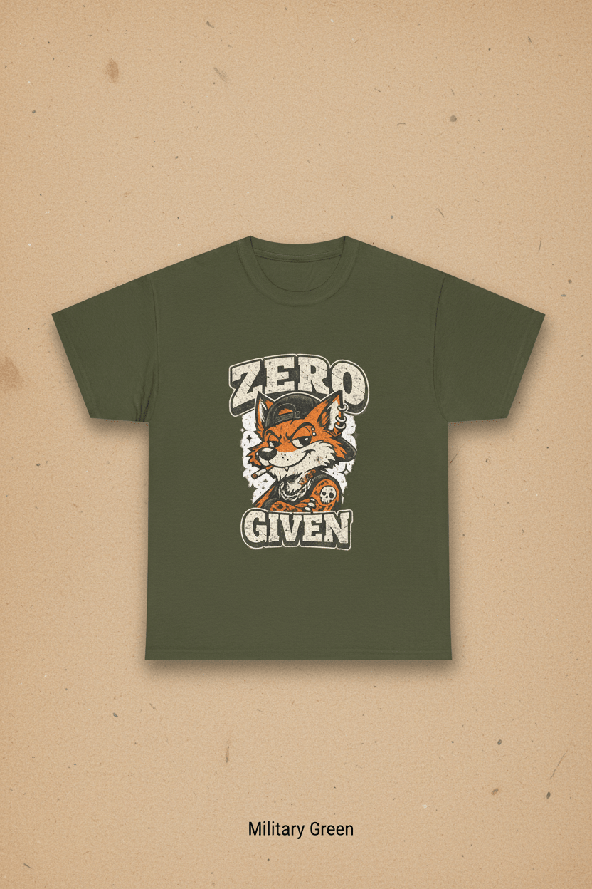 Zero Given Fox T-Shirt — Funny Retro Fox Graphic TeeEmber Spirit Apparel