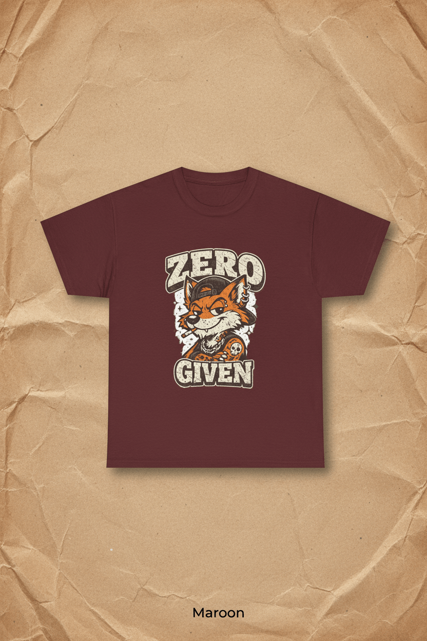 Zero Given Fox T-Shirt — Funny Retro Fox Graphic TeeEmber Spirit Apparel