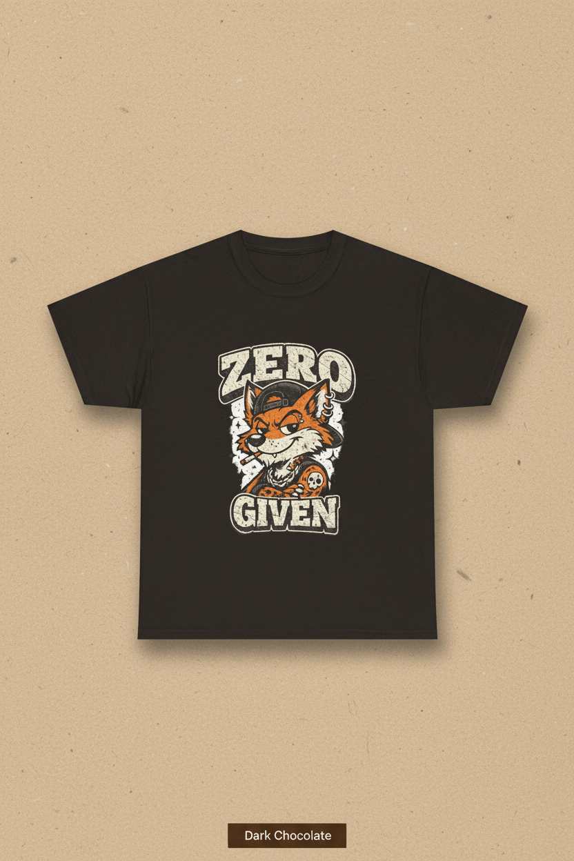 Zero Given Fox T-Shirt — Funny Retro Fox Graphic TeeEmber Spirit Apparel